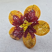 fembladet-perleblomst-orange-rød-gul-gammel-glasperle-fransk-blomst